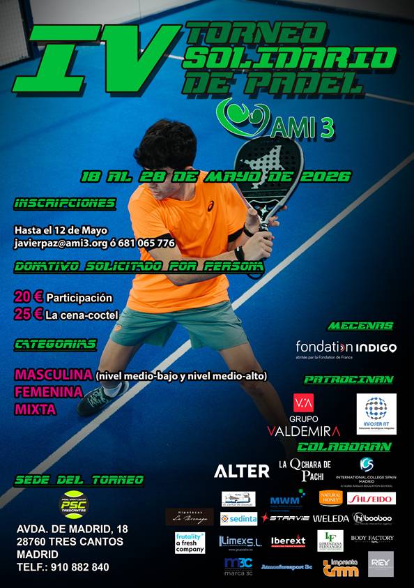 Torneo de Padel solidario, organizado por Ami3